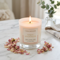 Bougie parfumée luxe rose et santal – Fleur de Cire